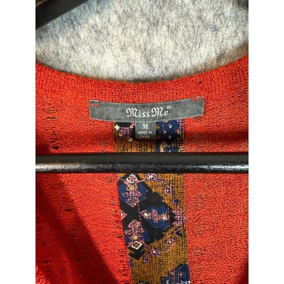 Miss Me Sequin Open Back Red Cardigan Flowy Breathable - Medium - Picture 6 of 10